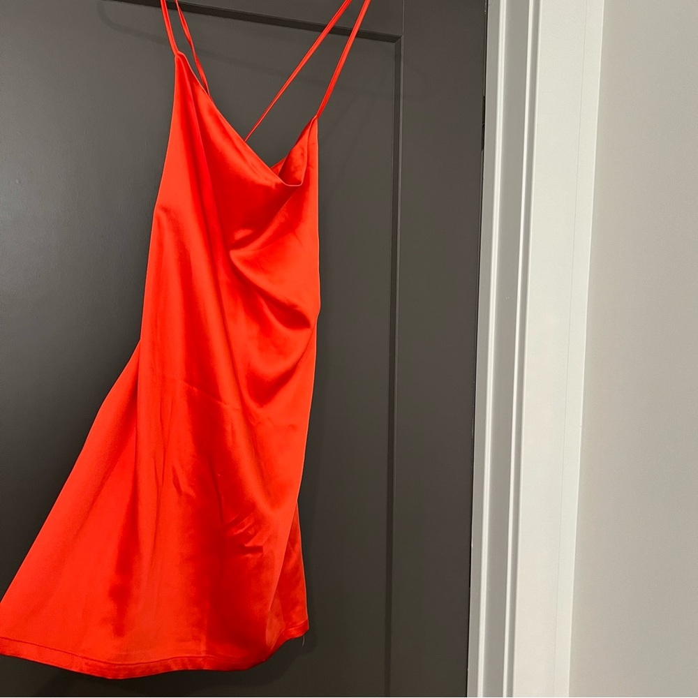 Tiger Mist Orange-Red Bridgette Silk Dress